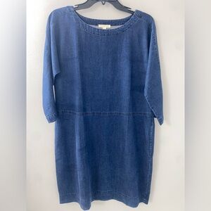 Eileen Fisher Tencel Organic Cotton Denim Dress blue chambray relaxed fit boho